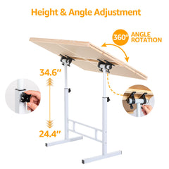 JoyPcsTable tilting angle visual highlights 0–360° adjustability for comfort