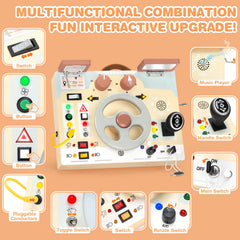 Joyreal busy board LED lights illuminate interactive learning moments.