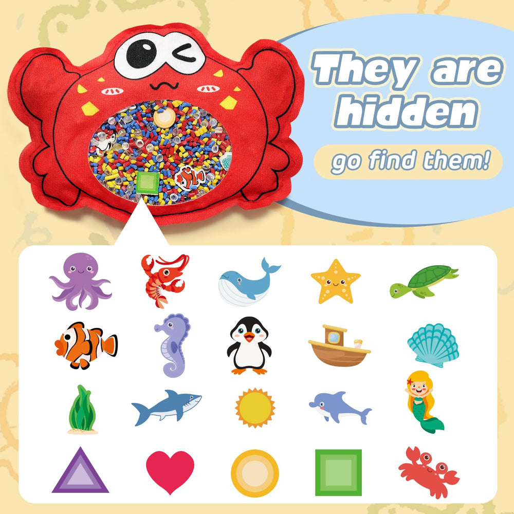 Joyreal Hide and Seek Busy Bag with crab focus, helps kids practice problem solving during travel