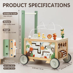 Joyreal wooden baby walker supports sit-to-stand transitions for versatile use.