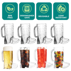 JoyServe Cowboy Boot Mug stacked to show space-saving bulk design.