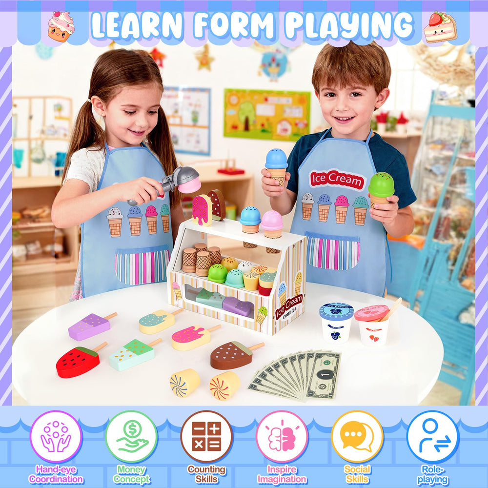 JOYSINTOY ice cream scoop prompts scooping play and fine motor practice