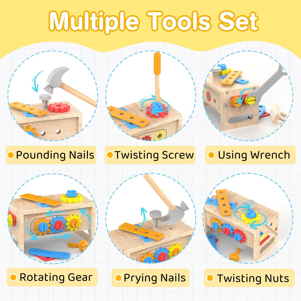 JOYSINTOY wooden wrench for engaging, safe role-play construction activities.