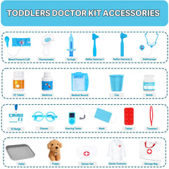 JOYSINTOY doctor kit costume set enhances role-play with doctor hat, badge, and glasses.