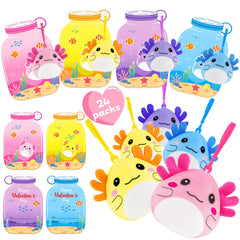 JoySpark Axolotl plush keychain pink with card for backpack charm