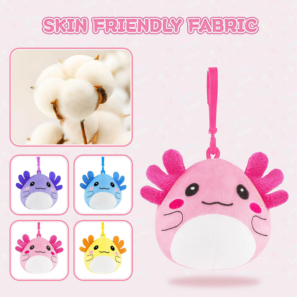 JoySpark Axolotl plush travel-friendly backpack charm for on-the-go fun