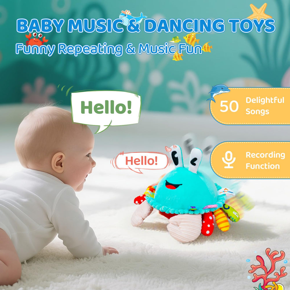 JoySpark Toys Crawling Crab with recording mode invites babies to hear their voice.