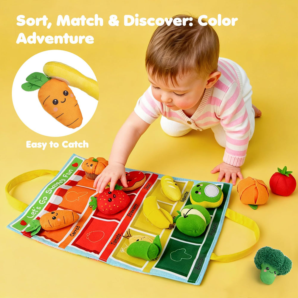JoySpark Toys strawberry squeaker encourages finger strength and discovery.