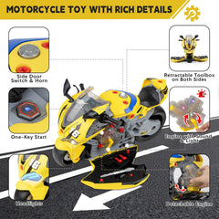 JoySpark Toys detachable engine view reveals gears and pistons for observation.