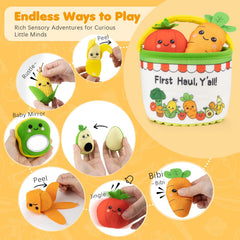 JoySpark Toys tomato rattle adds soft sounds for early hearing.