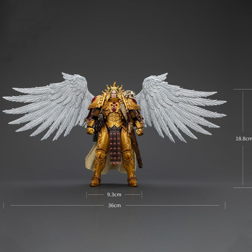 JOYTOY Sanguinius vintage-paint texture adds realistic battle-worn charm.