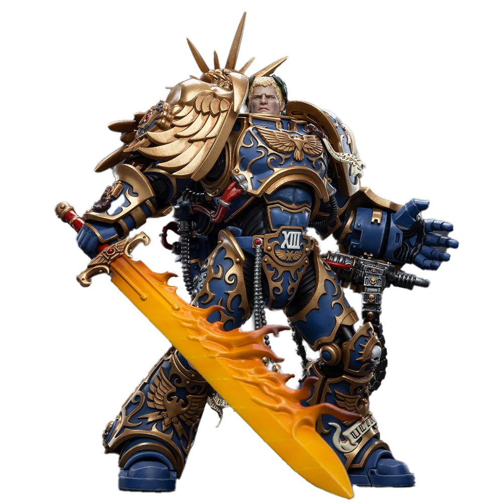 JOYTOY Ultramarines Guilliman design-details highlight vintage paint and battle-worn aesthetics