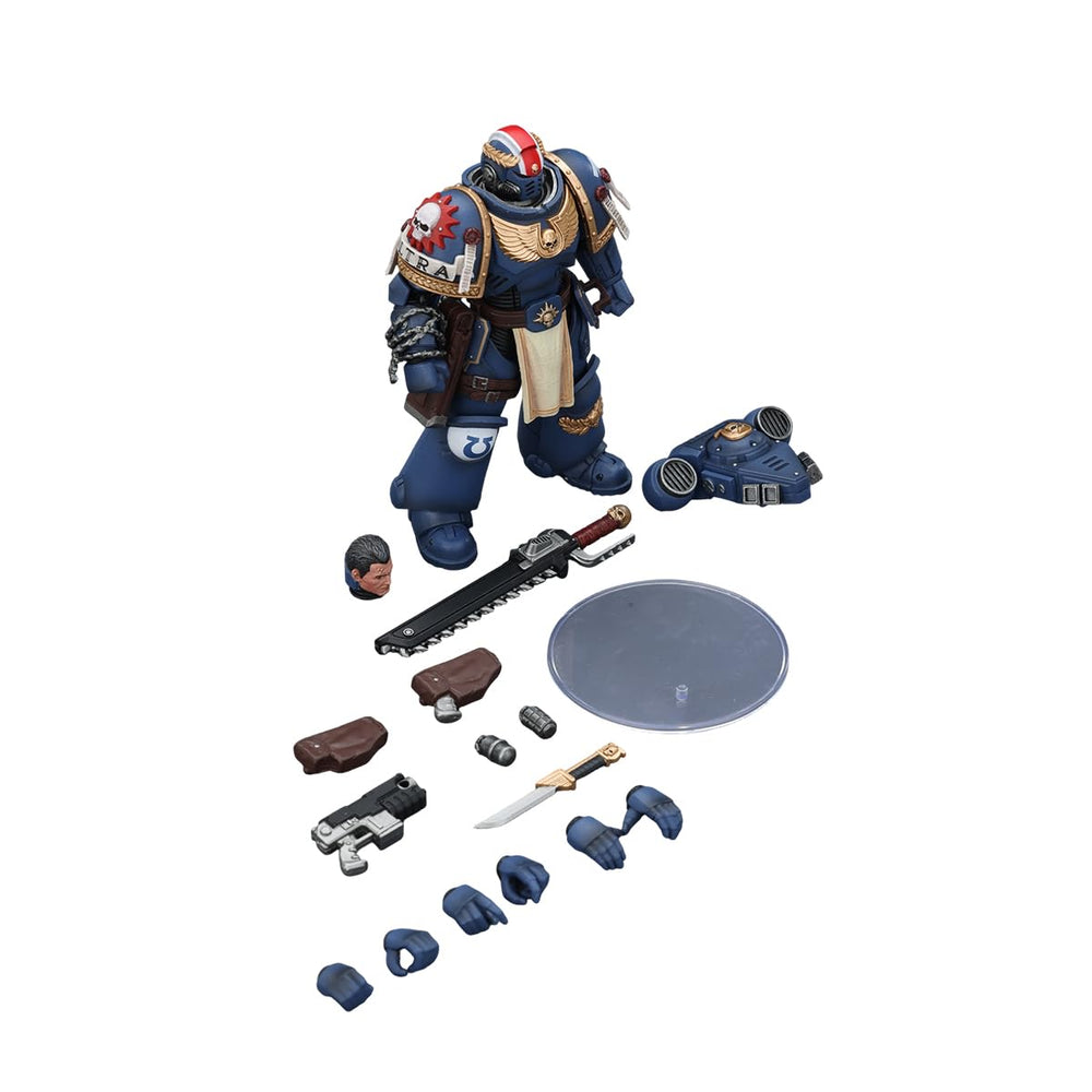 JOYTOY Ultramarines Titus base and stand for stable display.
