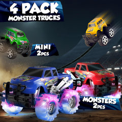 JoyX blue push n go monster truck close-up with glowing tires