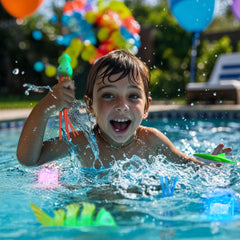 JoyX LED light cubes brighten night swims for added excitement.