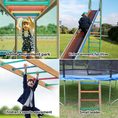 JPOIP seven-color monkey bars orange bar for colorful backyard fun.