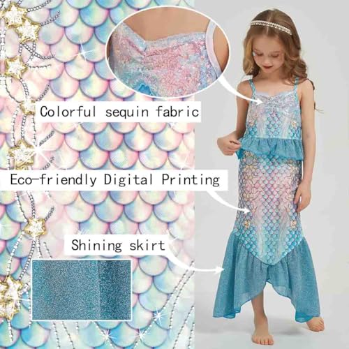JQGBBOX Blue Mermaid Dress pleated waist enabling easy movement