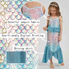 JQGBBOX Blue Mermaid Dress pleated waist enabling easy movement