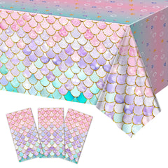 JQSSHXB Mermaid tablecloth with fish-scale pattern protecting surfaces at coastal party setup