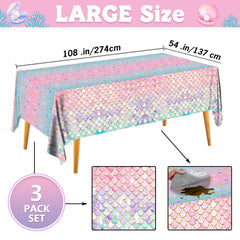 JQSSHXB Mermaid tablecloth fish-scale design adds shimmering ocean décor visuals