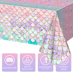 JQSSHXB Fish-scale tablecloth provides durable coverage for sea-themed parties