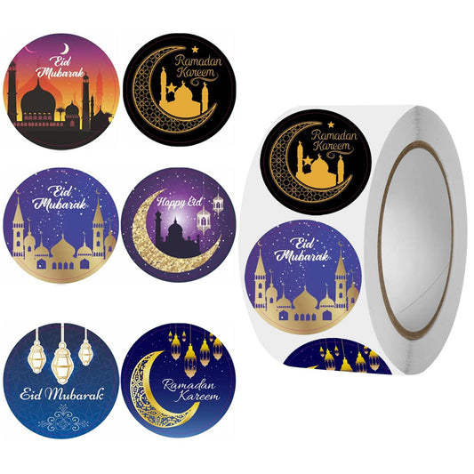 Jremreo Eid Mubarak round sticker 1.5 inch for gift wrapping and quick sealing