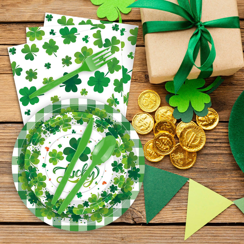 Jremreo St. Patrick's Day napkins unfold to catch spills gracefully.