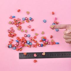 Jsehchya heart erasers closeup with vibrant colors and heart shapes.