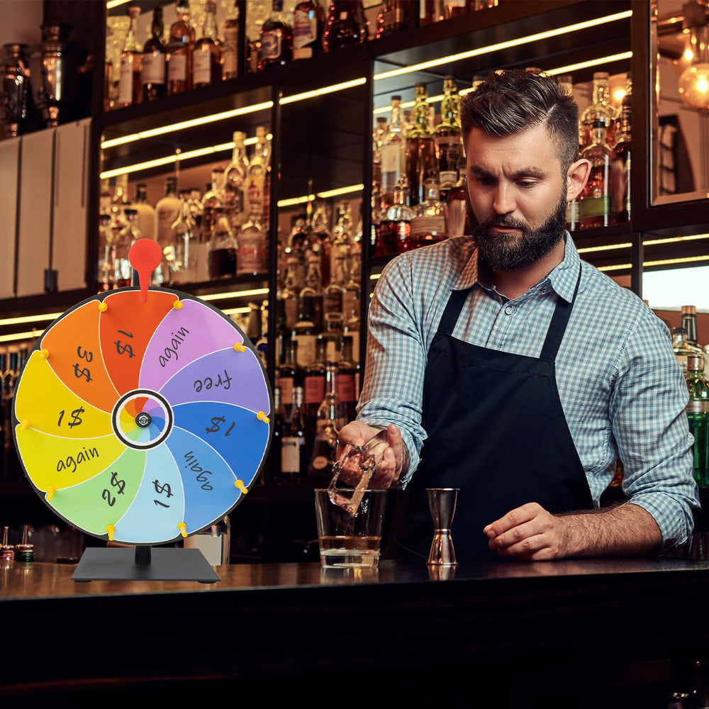 JstFrU prize wheel clicker creates attention-grabbing sounds at promos.