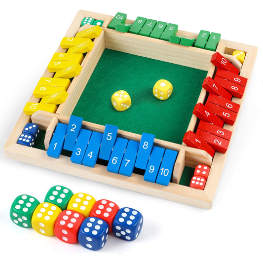 JTNFSH Shut The Box board in sturdy pinewood for family play and smooth turns
