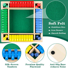 JTNFSH Shut The Box dice-set with colorful dice for quick, clear decisions