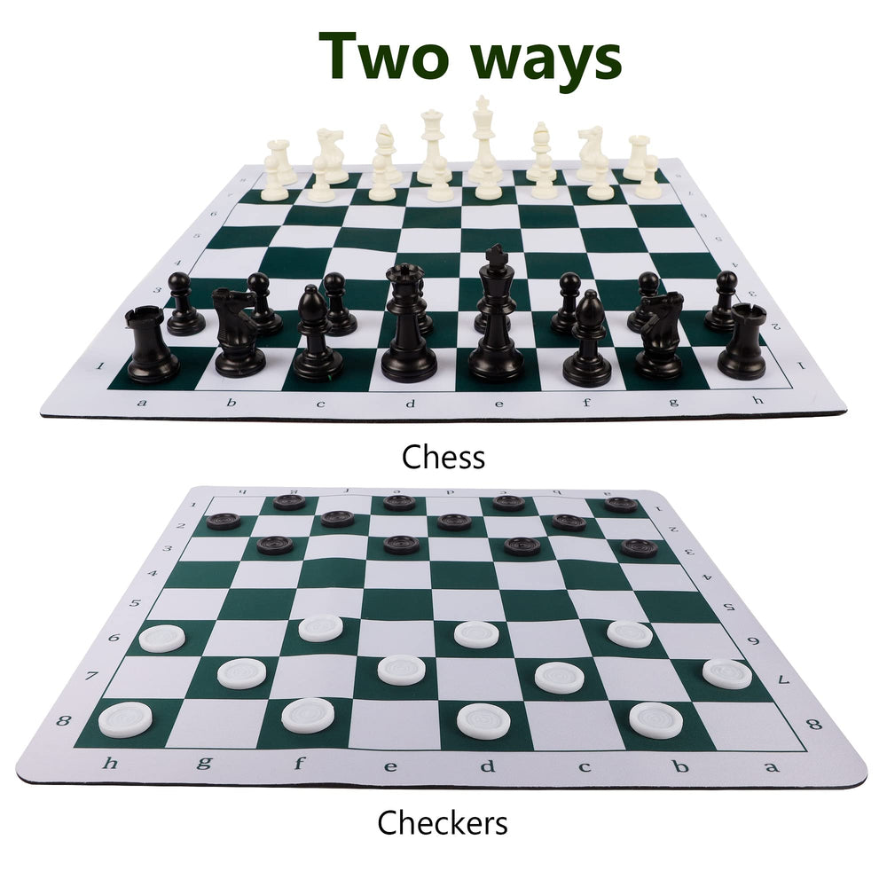 Juegoal roll-up chess mat folds flat for travel and quick setup