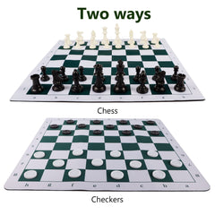 Juegoal roll-up chess mat folds flat for travel and quick setup