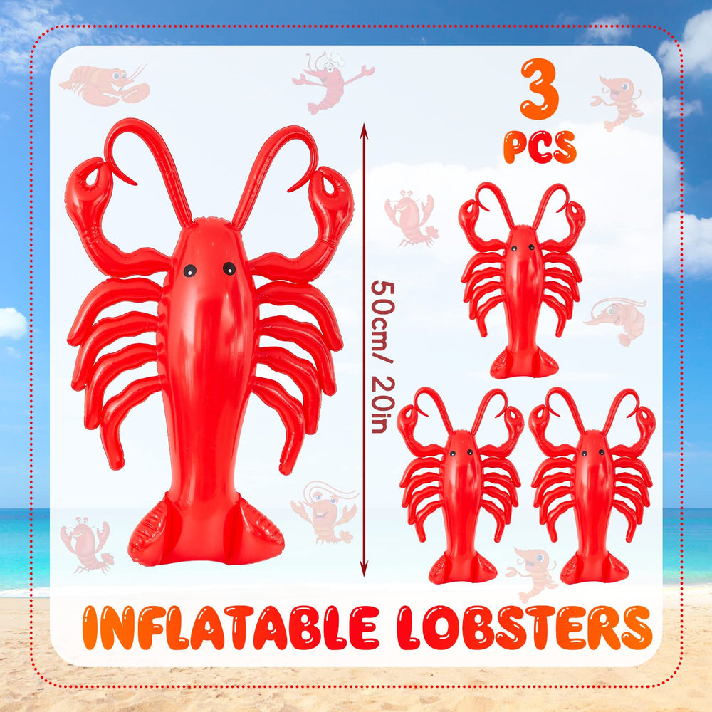 Juexica red inflatable lobsters, 20 inches, great for beach events and festive ambiance.