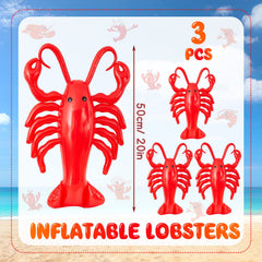 Juexica red inflatable lobsters, 20 inches, great for beach events and festive ambiance.
