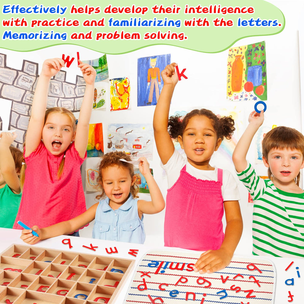 Alphabet letters set with compartments supports word-building play