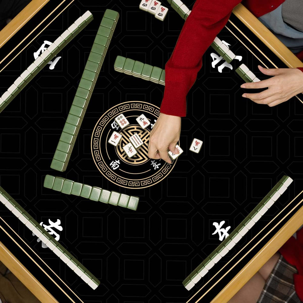 JUFORHQC Mahjong mat showing dual storage with bag and box for easy organization