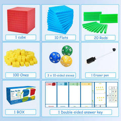 JUGGPENG base-ten blocks rods help students understand tens with color.