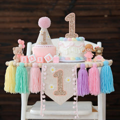 JUIIZAY baby first birthday high chair banner for festive photos.