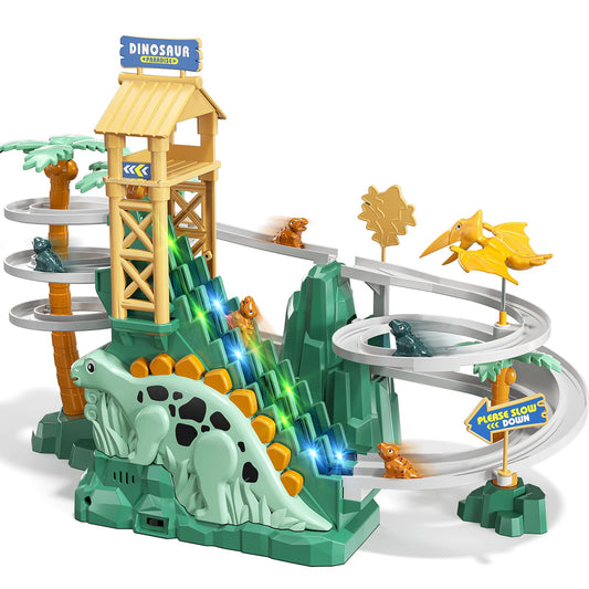 JUKUDAHU dinosaur climbing slide set promotes imaginative play and motor skill development.