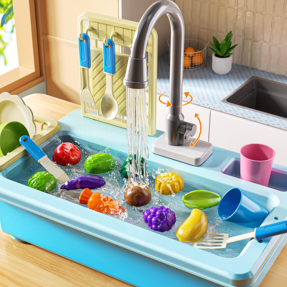JUKUDAHU dish rack keeps toys organized after playtime.