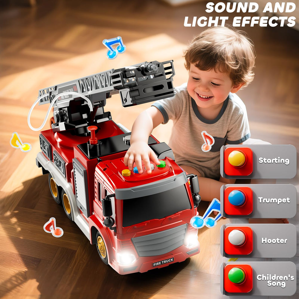 JUKUDAHU fire truck with sound and light buttons boosts engagement and auditory recognition.
