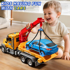 JUKUDAHU Tow Truck retractable boom ready for lifting pretend cars