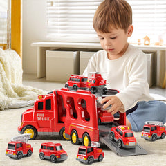 JUKUDAHU ladder truck with 180-degree cab rotates for dexterity play.
