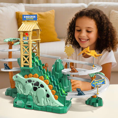 JUKUDAHU sliding dinosaur cars in action supports hand-eye coordination.