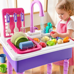 JUKUDAHU Play Sink standing-height design encourages independent play for toddlers
