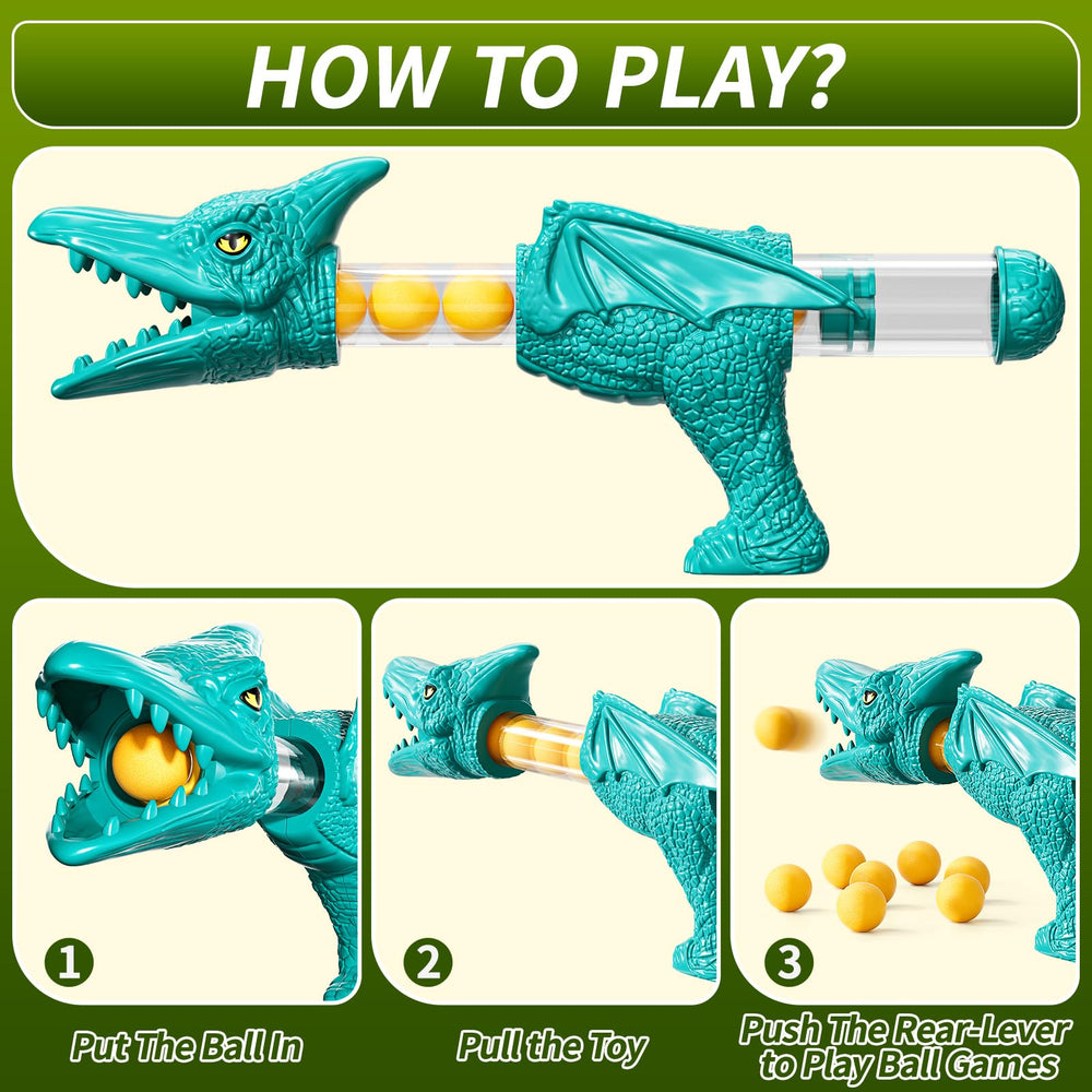 JUKUDAHU Dinosaur shooting toy moves automatically for dynamic play.