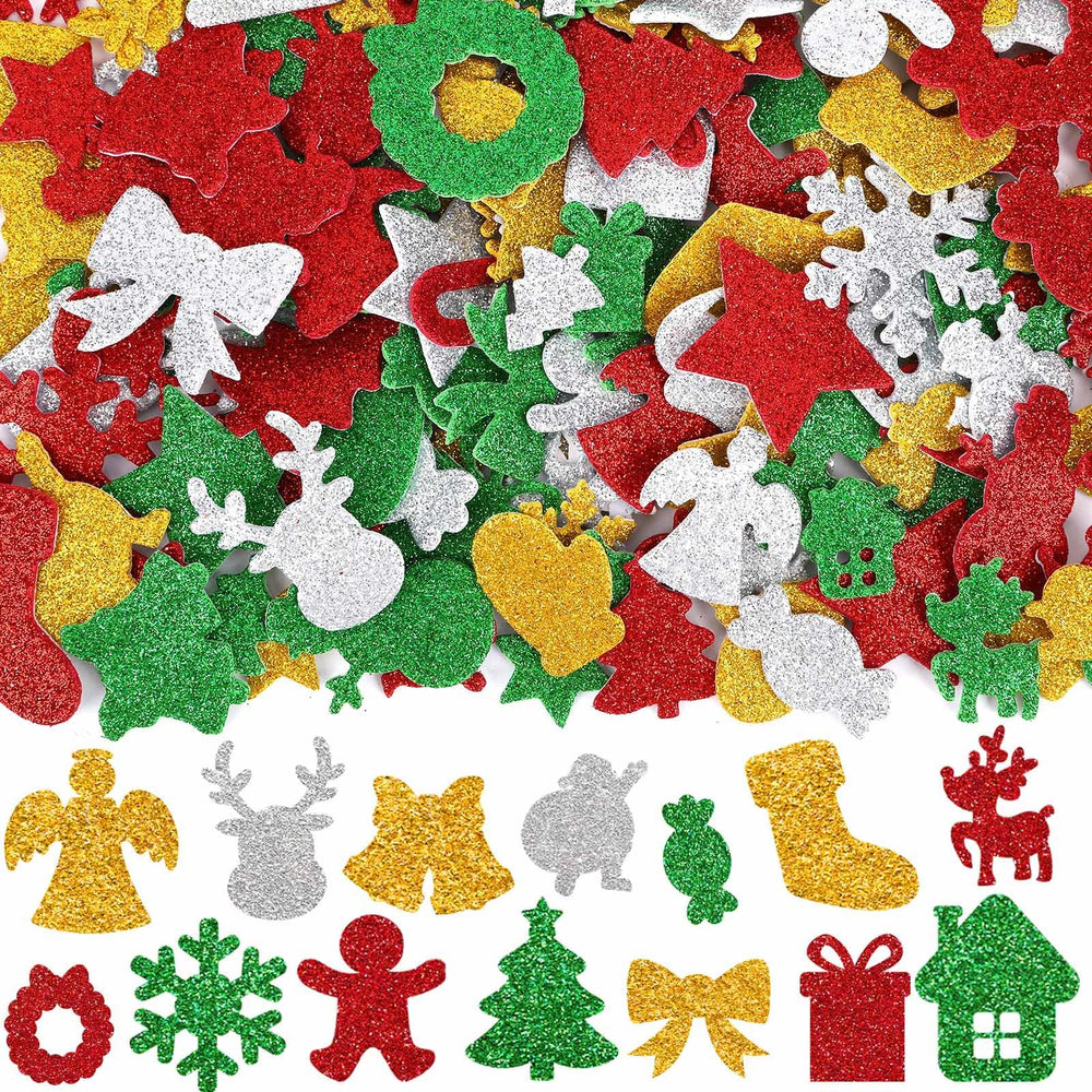 JULBEAR foam stickers in red, green, and gold for bright holiday crafts
