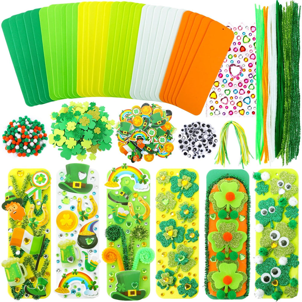 JULBEAR St Patrick's foam bookmarks kit shows colorful bookmarks perfect for classroom crafts