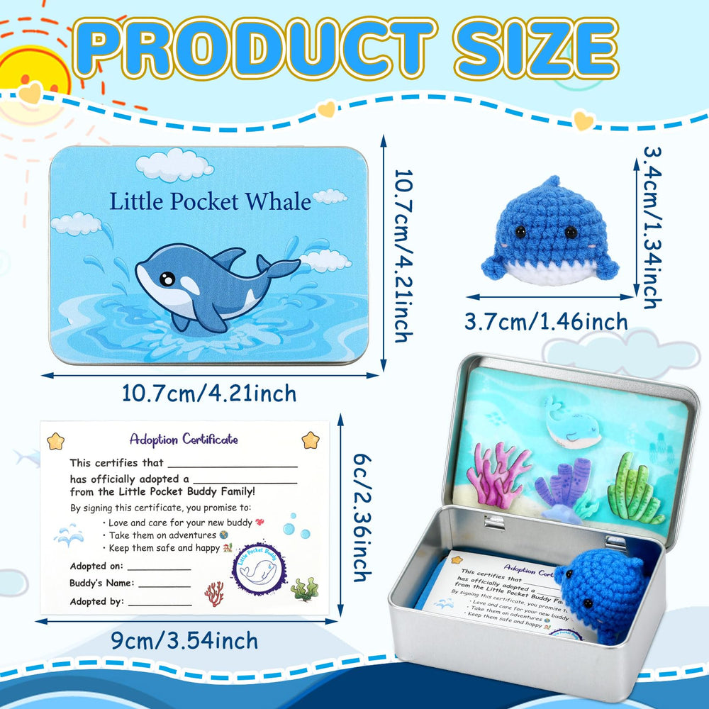 JULEASEL blue whale figure inside the tin, a soothing accent for home or office shelves.